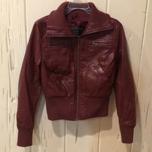 Burgundy faux leather jacket
